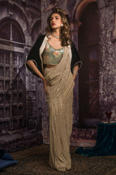 Maheen Khan - JERSEY GLITTER SARI - Rose Gold - Jersey Glitter Net - 1 Piece